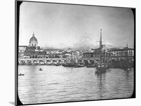 Catania and Mount Etna, Sicily, Italy, Late 19th or Early 20th Century-null-Mounted Photographic Print