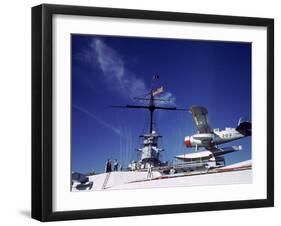 Catapult Launched Scout Plane Aboard Battleship Idaho BB-42, US Navy's Pacific Fleet Maneuvers-Carl Mydans-Framed Photographic Print