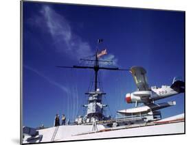Catapult Launched Scout Plane Aboard Battleship Idaho BB-42, US Navy's Pacific Fleet Maneuvers-Carl Mydans-Mounted Photographic Print