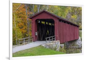 Cataract Covered Bridge over Mill Creek at Lieber, Indiana-Chuck Haney-Framed Photographic Print