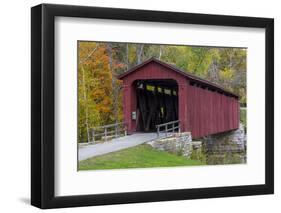 Cataract Covered Bridge over Mill Creek at Lieber, Indiana-Chuck Haney-Framed Photographic Print