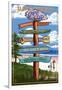 Cataumet, Cape Cod, Massachusetts - Sign Destinations-Lantern Press-Framed Art Print