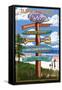 Cataumet, Cape Cod, Massachusetts - Sign Destinations-Lantern Press-Framed Stretched Canvas