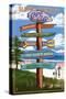 Cataumet, Cape Cod, Massachusetts - Sign Destinations-Lantern Press-Stretched Canvas