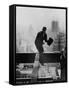 Catcher Astraddle Beams During Skyscraper Construction-Arthur Gerlach-Framed Stretched Canvas