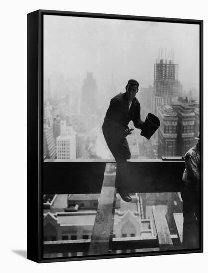 Catcher Astraddle Beams During Skyscraper Construction-Arthur Gerlach-Framed Stretched Canvas