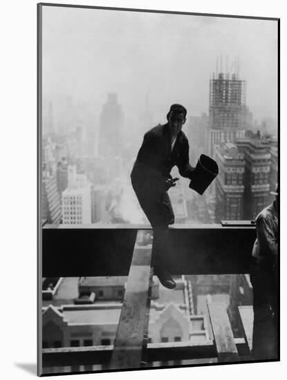 Catcher Astraddle Beams During Skyscraper Construction-Arthur Gerlach-Mounted Photographic Print