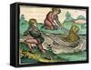 Catching a Lion Cat Fish Monster Published in the Nuremberg Chronicle, 1493-null-Framed Stretched Canvas