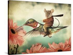 Catching A Ride On A Hummingbird's Back-J Hovenstine Studios-Stretched Canvas