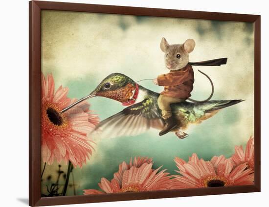 Catching A Ride On A Hummingbird's Back-J Hovenstine Studios-Framed Giclee Print