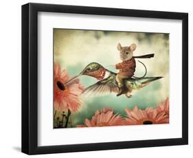 Catching A Ride On A Hummingbird's Back-J Hovenstine Studios-Framed Premium Giclee Print