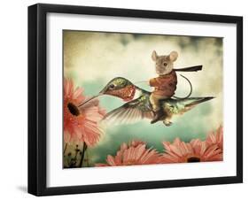 Catching A Ride On A Hummingbird's Back-J Hovenstine Studios-Framed Giclee Print