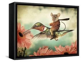 Catching A Ride On A Hummingbird's Back-J Hovenstine Studios-Framed Stretched Canvas