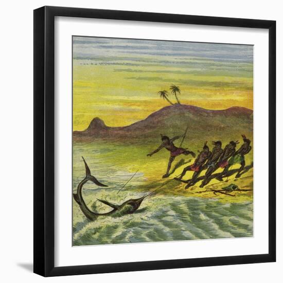 Catching a Shark-Ernest Henry Griset-Framed Giclee Print