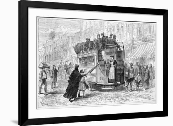 Catching a Tram in the Streets of Valparaiso - Note the Lady Conductor!-null-Framed Premium Giclee Print