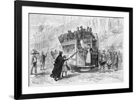 Catching a Tram in the Streets of Valparaiso - Note the Lady Conductor!-null-Framed Premium Giclee Print