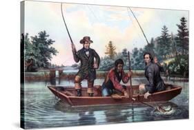 Catching a Trout, 1854-Currier & Ives-Stretched Canvas