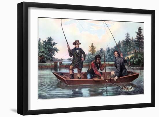 Catching a Trout, 1854-Currier & Ives-Framed Giclee Print