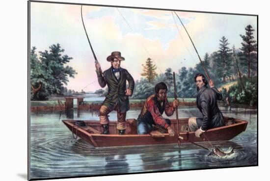Catching a Trout, 1854-Currier & Ives-Mounted Giclee Print