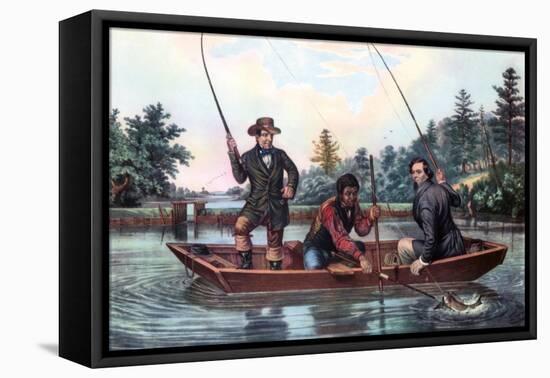 Catching a Trout, 1854-Currier & Ives-Framed Stretched Canvas