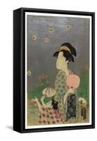 Catching Fireflies or Lightning Bugs with a Child-Eishosai Choki-Framed Stretched Canvas