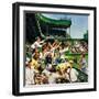 "Catching Home Run Ball", April 22, 1950-Stevan Dohanos-Framed Giclee Print