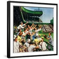 "Catching Home Run Ball", April 22, 1950-Stevan Dohanos-Framed Premium Giclee Print