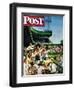 "Catching Home Run Ball" Saturday Evening Post Cover, April 22, 1950-Stevan Dohanos-Framed Giclee Print