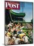 "Catching Home Run Ball" Saturday Evening Post Cover, April 22, 1950-Stevan Dohanos-Mounted Giclee Print