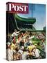 "Catching Home Run Ball" Saturday Evening Post Cover, April 22, 1950-Stevan Dohanos-Stretched Canvas