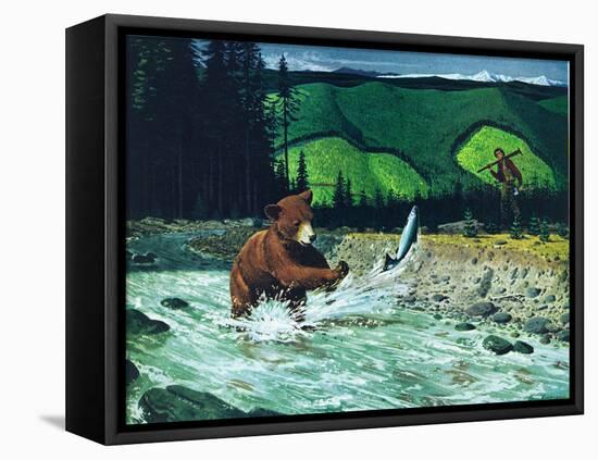 Catching Salmon-Bruce Bontrager-Framed Stretched Canvas