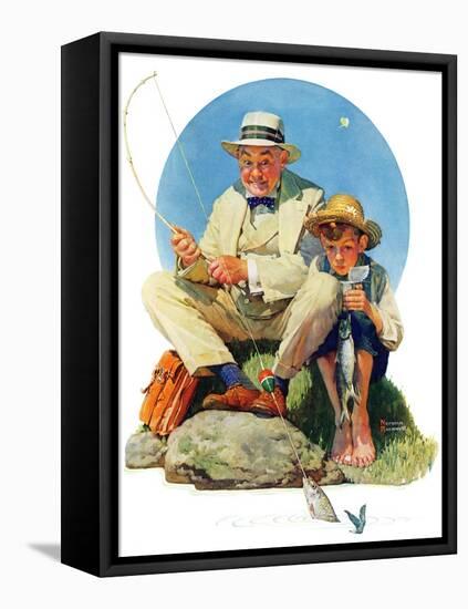 "Catching the Big One", August 3,1929-Norman Rockwell-Framed Stretched Canvas