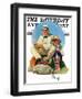 "Catching the Big One" Saturday Evening Post Cover, August 3,1929-Norman Rockwell-Framed Giclee Print