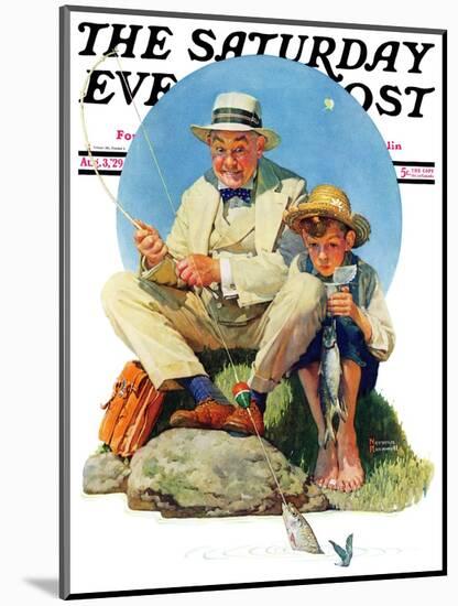 "Catching the Big One" Saturday Evening Post Cover, August 3,1929-Norman Rockwell-Mounted Giclee Print