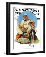 "Catching the Big One" Saturday Evening Post Cover, August 3,1929-Norman Rockwell-Framed Giclee Print