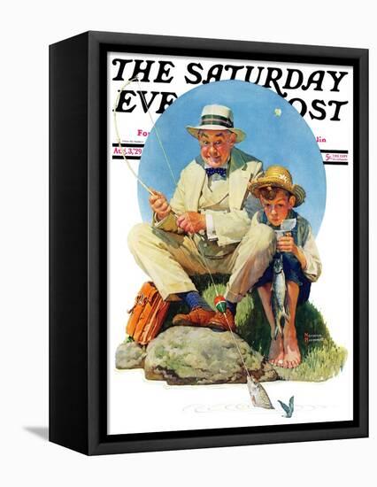 "Catching the Big One" Saturday Evening Post Cover, August 3,1929-Norman Rockwell-Framed Stretched Canvas