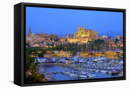 Cathedral and Harbour, Palma, Mallorca, Spain, Europe-Neil Farrin-Framed Stretched Canvas