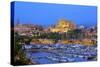 Cathedral and Harbour, Palma, Mallorca, Spain, Europe-Neil Farrin-Stretched Canvas