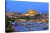 Cathedral and Harbour, Palma, Mallorca, Spain, Europe-Neil Farrin-Stretched Canvas