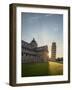 Cathedral and Leaning Tower at sunrise, Piazza dei Miracoli, Pisa, Tuscany, Italy-Karol Kozlowski-Framed Photographic Print