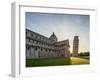 Cathedral and Leaning Tower at sunrise, Piazza dei Miracoli, Pisa, Tuscany, Italy-Karol Kozlowski-Framed Photographic Print