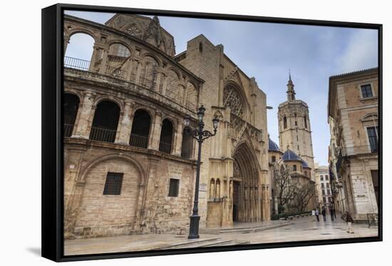 Cathedral and Miguelete Bell Tower, Plaza De La Virgen, Autumn (Fall), Valencia, Spain, Europe-Eleanor Scriven-Framed Stretched Canvas