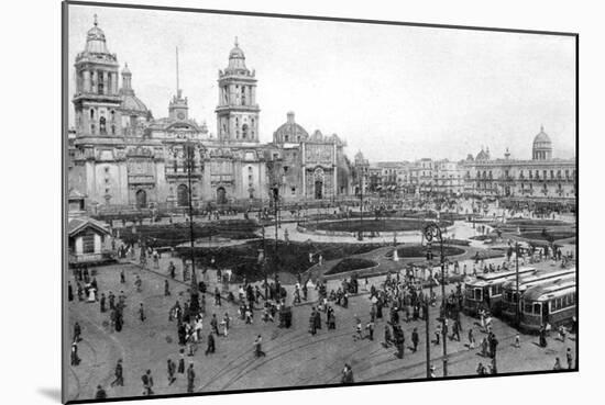 Cathedral and National Palace, Mexico City, Mexico, 1926-null-Mounted Giclee Print