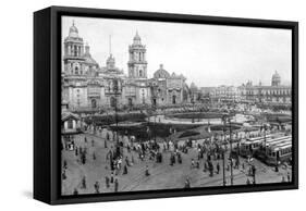 Cathedral and National Palace, Mexico City, Mexico, 1926-null-Framed Stretched Canvas