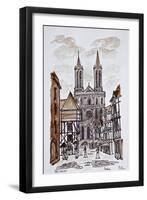 Cathedral and Norman styled Half-Timbered houses, Quimper, France-Richard Lawrence-Framed Photographic Print