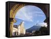 Cathedral and Volcan De Agua, 3765M, Antigua, Guatemala, Central America-Christian Kober-Framed Stretched Canvas