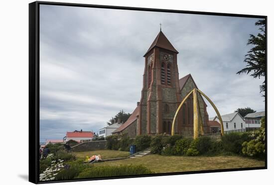 Cathedral and Whalebone Arch, Stanley, capital of the Falkland Islands, South America-Michael Runkel-Framed Stretched Canvas