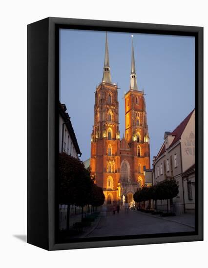 Cathedral at Dusk, Old Town, Wroclaw, Silesia, Poland, Europe-Frank Fell-Framed Stretched Canvas