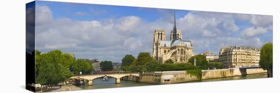 Cathedral at the Riverside, Notre Dame Cathedral, Seine River, Paris, Ile-De-France, France-null-Stretched Canvas
