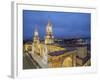 Cathedral at twilight, Plaza de Armas, elevated view, Arequipa, Peru, South America-Karol Kozlowski-Framed Photographic Print